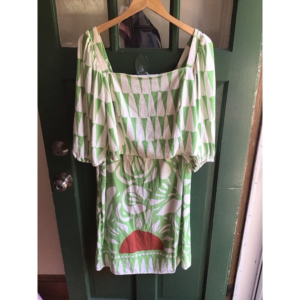 Anthropologie Women's Green and White Blouse and skirt set